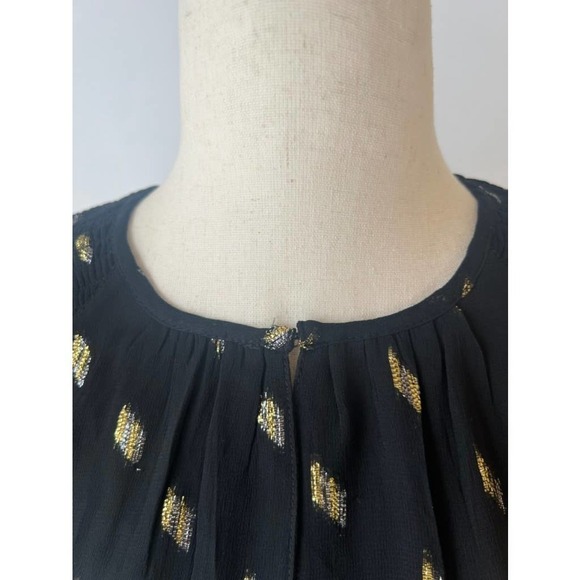 Whistles Metallic Dobby Top in Black and Gold - Picture 8 of 16